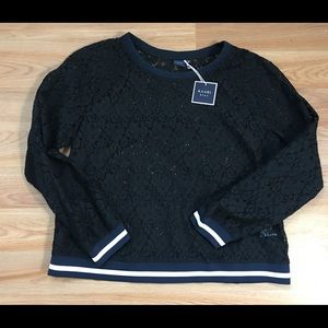 NWT Kaari Blue Lace Pullover Sweatshirt Style Top